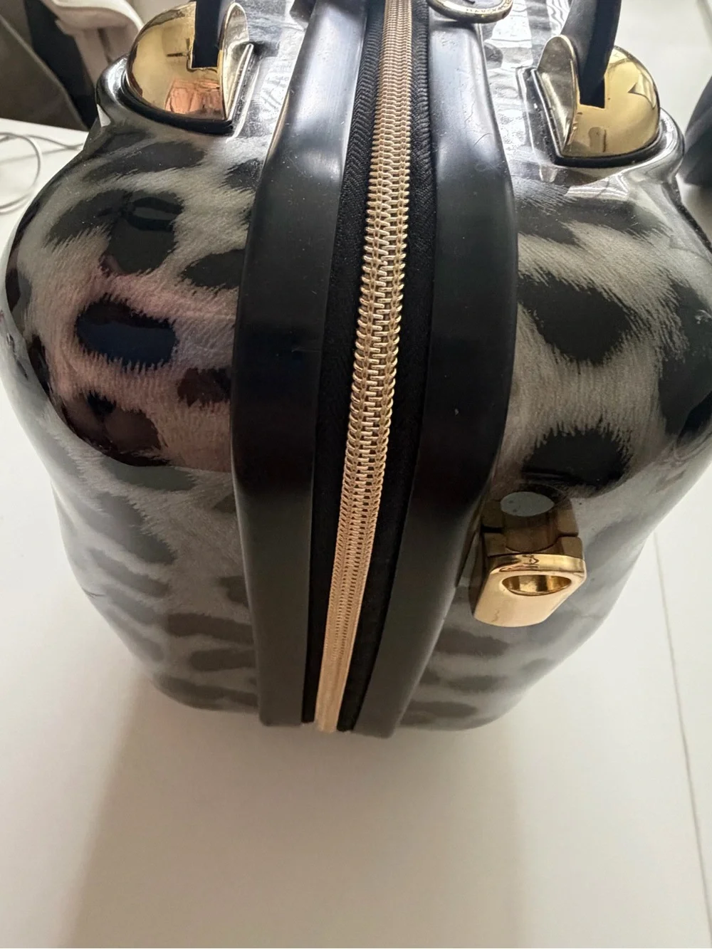 Marcy McKenna 2-in-1 Essential Milan Hardside Beauty Case Leopard NWOT